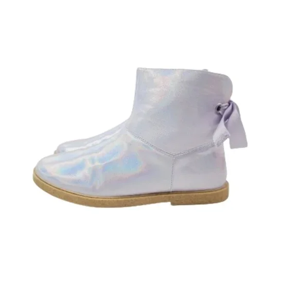 Tucker + Tate Girl's Metallic Lavender Purple Leather Ankle Winter Boots Size 3M