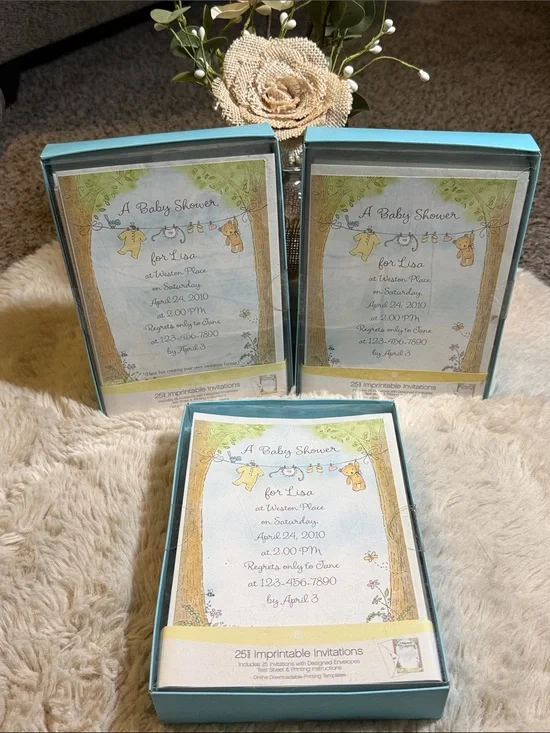 ✨American Greeting Baby Shower Invitation Pack - Yellow & Blue Woodland Theme✨