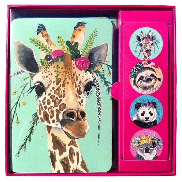 OCS Flower Crown Friends Window Boxed Set of Note Cards w/Stickers (NCS08) 12 ct