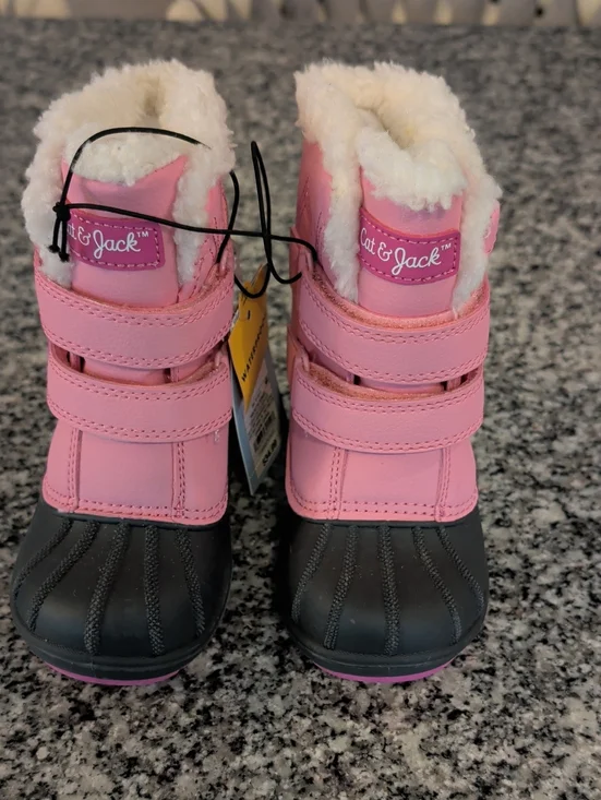Cat & Jack Pink Toddler Snow Boots with Black Toe