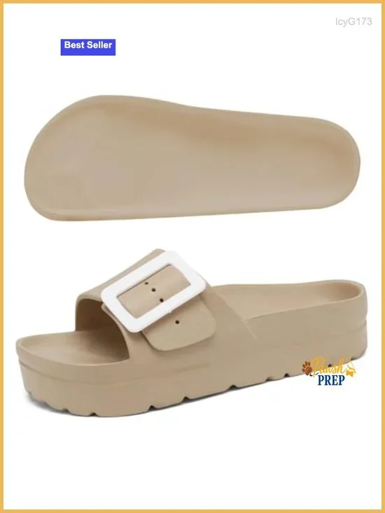 Adjustable Double Buckle Platform Sandals with Arch Support