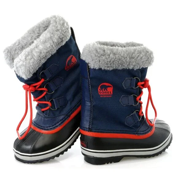 Sorel Girl's Navy Neon Yoot Pac Nylon Fur‎ Ankle Winter Snow Boots Size 1