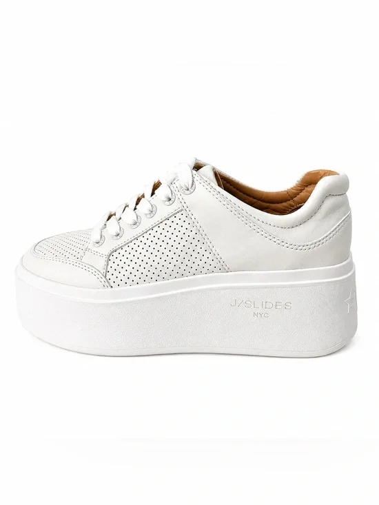 J Slides NYC White Leather Platform Sneakers Size 6 NIB