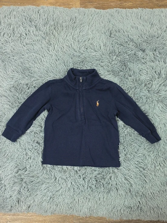 Ralph Lauren Navy Half-Zip Kids Pullover with Gold Pony