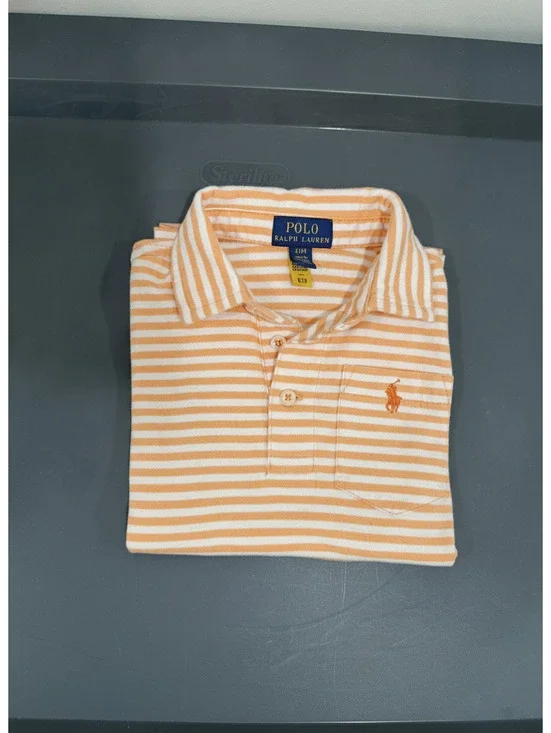 Polo Ralph Lauren Toddler Boys 4T Orange White Striped Polo Shirt Preowned