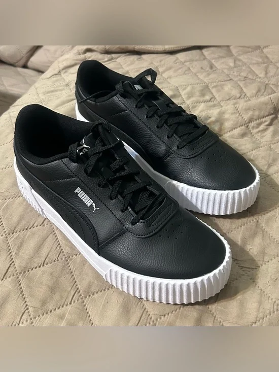 PUMA Carina 2.0 Black White Platform Sneakers Women's Size 10