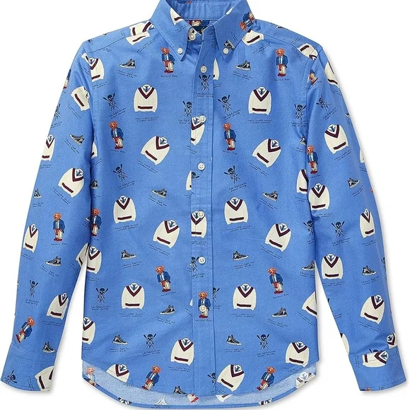 Ralph‎ Lauren Kids Blue Patterned Button-Down Shirt