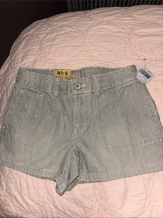 RALPH LAUREN NEW railroad stripe GIRLS Jean SHORTS,10