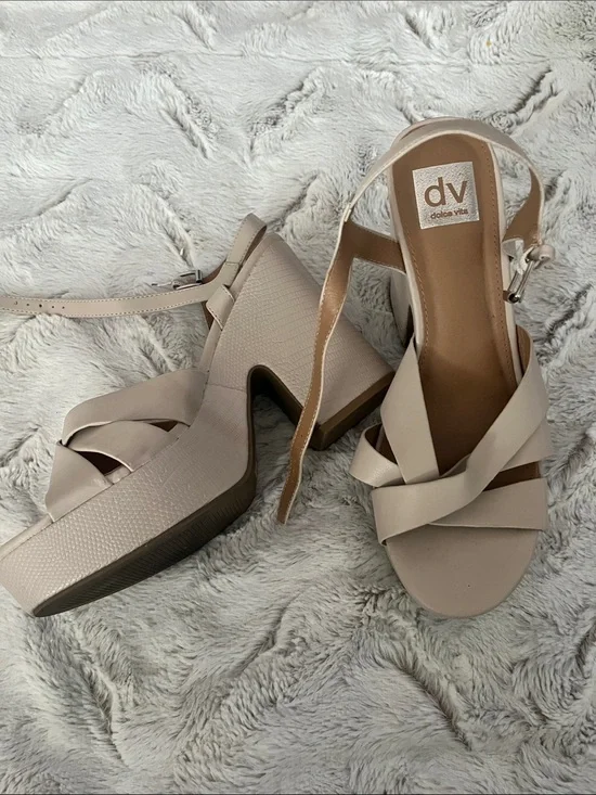 DV by Dolce Vita Neutral Taupe Platform Slingback Sandals