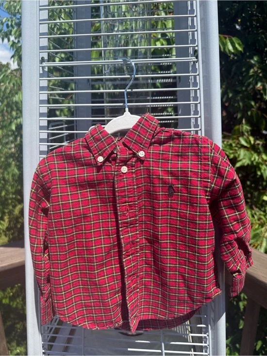 Ralph Lauren Baby Red & Yellow Plaid Button-Down Shirt