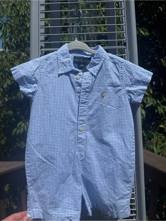 Ralph Lauren Light Blue Gingham Button-Front Kids Shirt