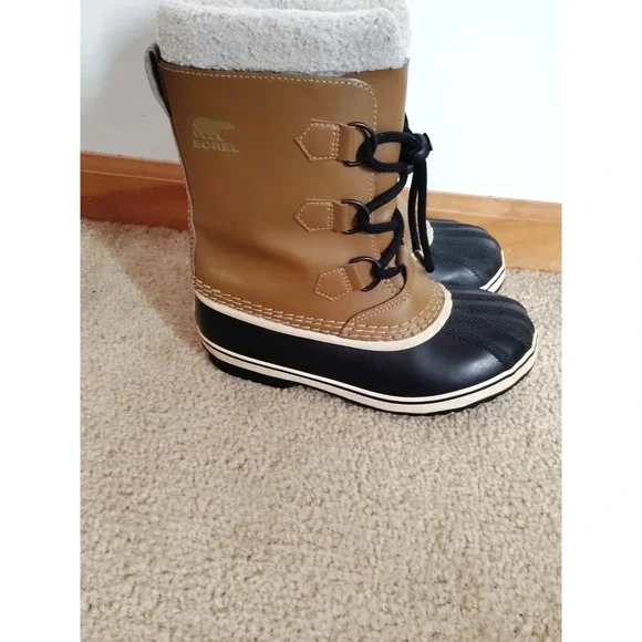 Sorel CARIBOU Youth 3 Fleece Lined Waterproof Hiking Carmel Leather Snow Boots