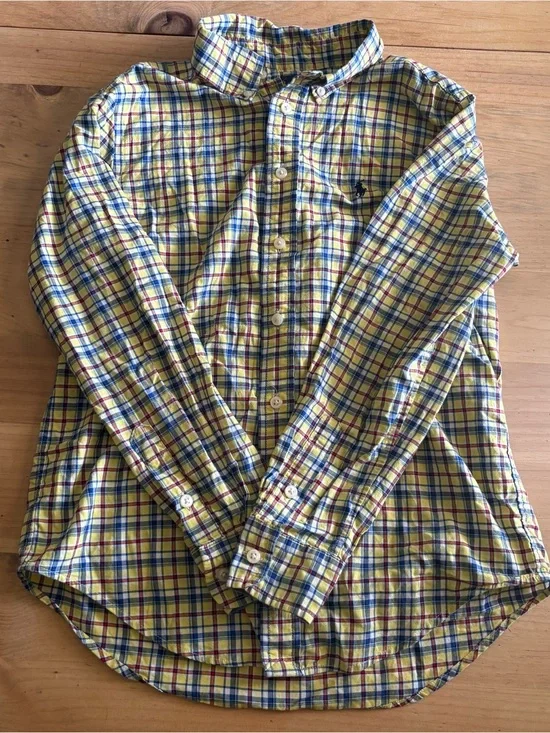Boys  Plaid Button-Down Shirt - Yellow Multi