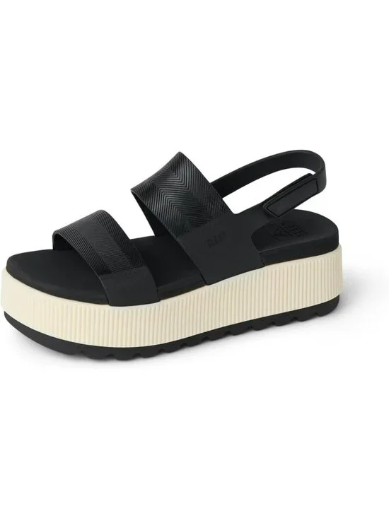 Women's Black Vintage Water Vista Higher Open Toe Platform Wedge Sandal Shoes