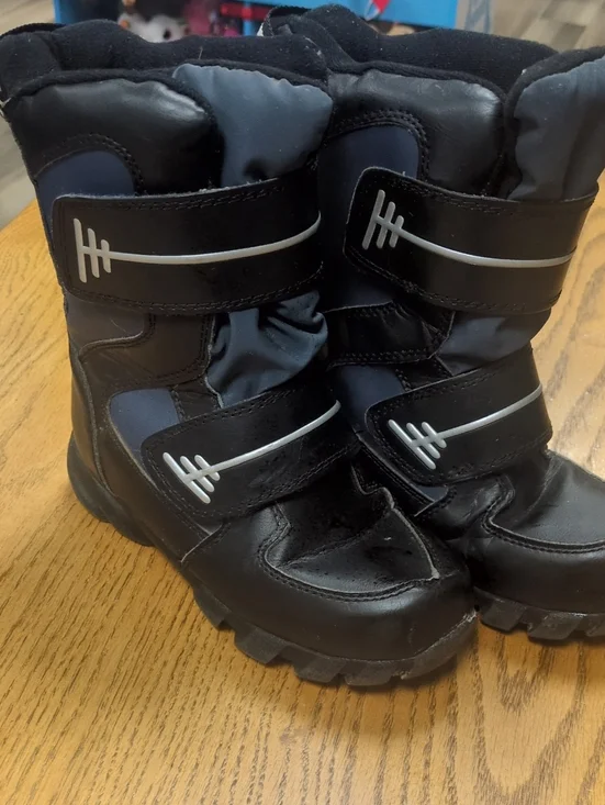 Target Black and Gray Kids Winter Boots with Hook-and-Loop Straps