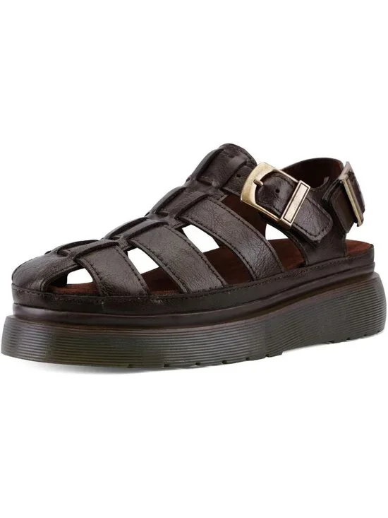 Women's Brown Chic Open Toe Flower Decoration Fisherman Platform Sandal Shoes