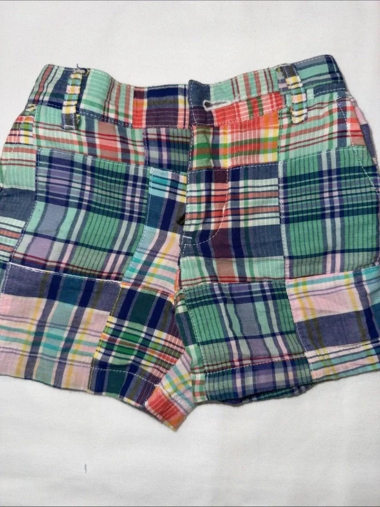 Ralph Lauren Patchwork Plaid Shorts in Green, Blue, Pink