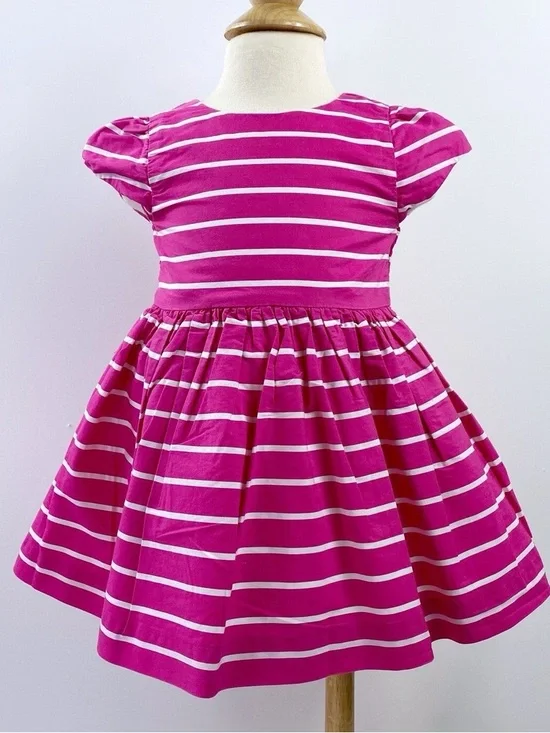 Ralph Lauren Fuchsia and White Striped Fit-and-Flare Dress