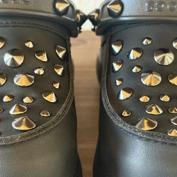 Crocs Bae Platform Studded Clogs Black Metal Spike Goth Emo Womens Size 5‎