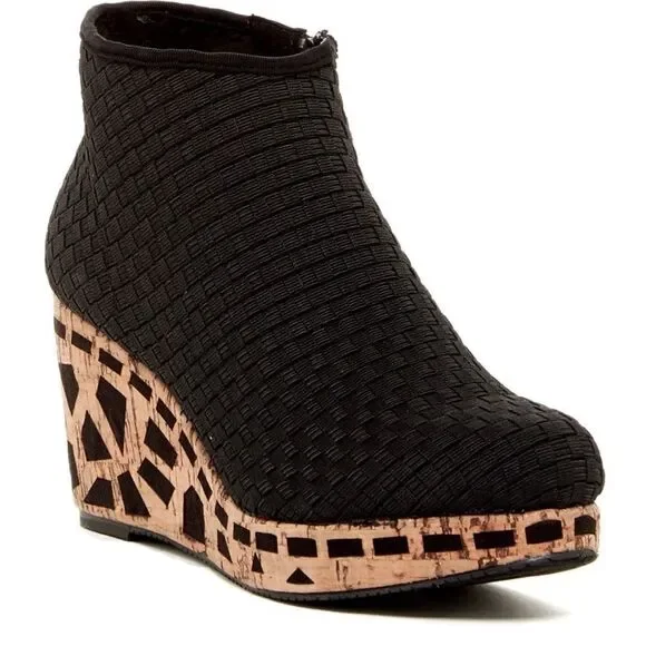 Zee Alexis‎ Engie Woven Wedge Platform Bootie Cork.