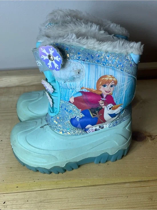 Disney Light Blue Glitter Anna & Olaf Kids Winter Boots