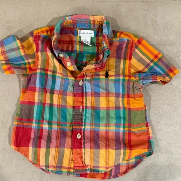 Ralph‎ Lauren Kids Multicolor Plaid Shirt Size12m
