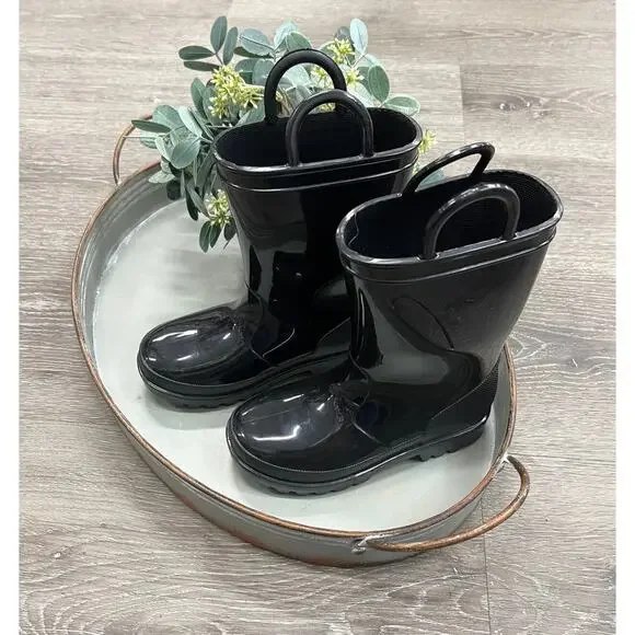 Boutique Black Children's‎ Rain Boots Size 4 Youth-Puddle Jumping-Spring Time