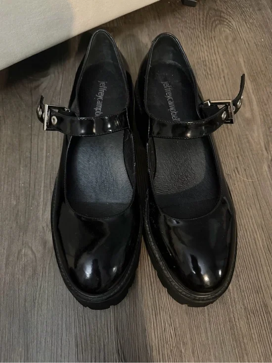 Jeffrey Campbell Black Patent Mary Jane Clog Flats