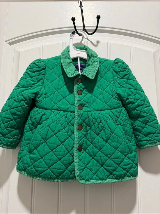 Ralph Lauren Girls' Quilted Emerald Green Puffer Jacket