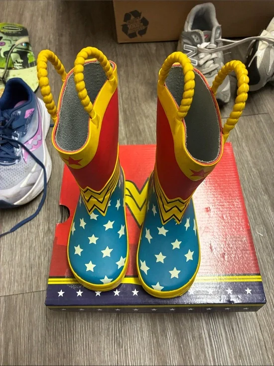 Wonder Woman Kids Rain Boots - Red, Yellow & Blue