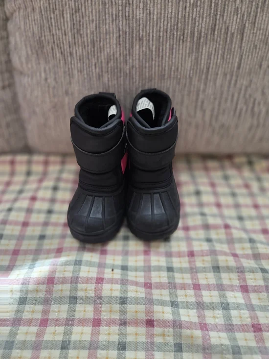Kids Black and Pink Winter Boots - Comfortable Warm Footwear