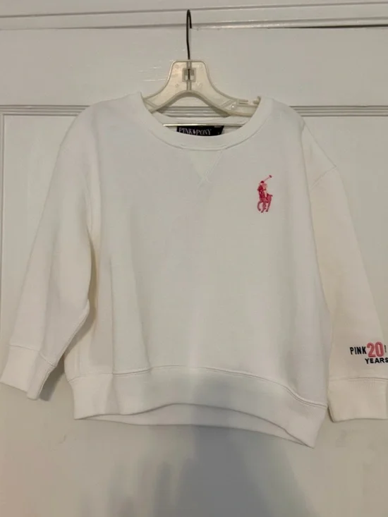 Ralph Lauren Polo white pink pony sweatshirt girls 5