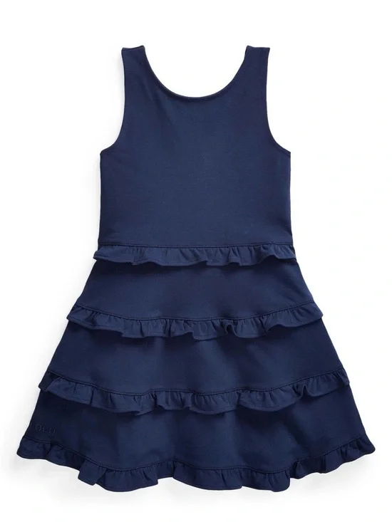 New with tag Ralph Lauren Navy Tiered Ruffle Tank Dress girls navy