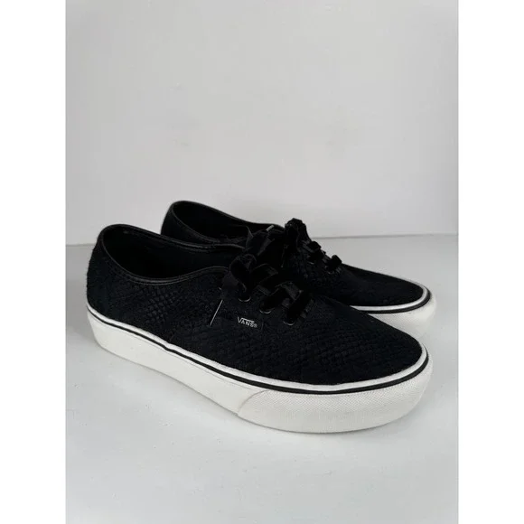 Vans Authentic Platform 2.0 Black Snakeskin Casual Comfort Shoes‎ W-9.5 M-8