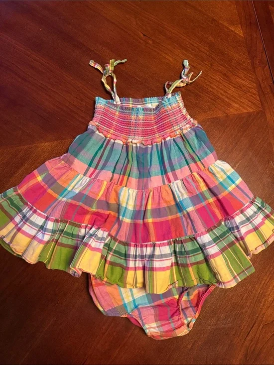 Ralph Lauren Madras Plaid Tiered Dress with Bloomers