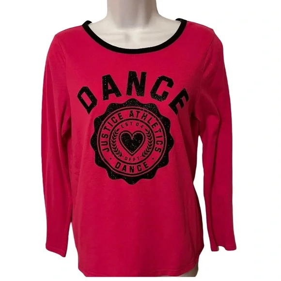 Justice Dance pink and black long sleeve top