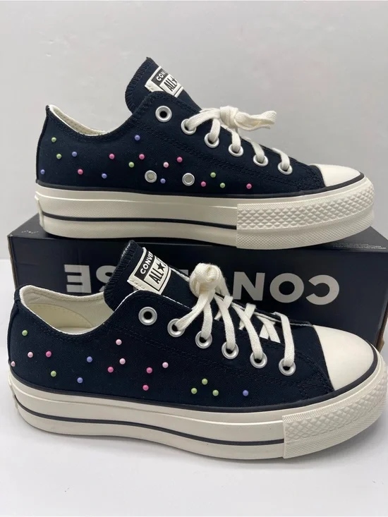 Converse WMNS A19141C CTAS LIFT OX BLACK/PINK/FRESH CUT Platform Sneakers