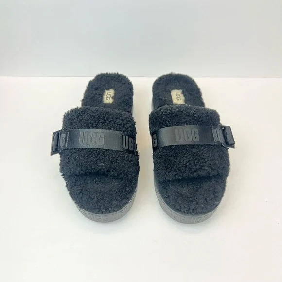 UGG Fluffita Platform Sandal Slides Size 8 Adjustable Strap Lamb