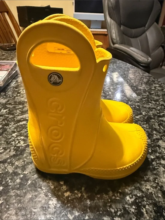 CROCS Kids Yellow Pull-On Rain Boots
