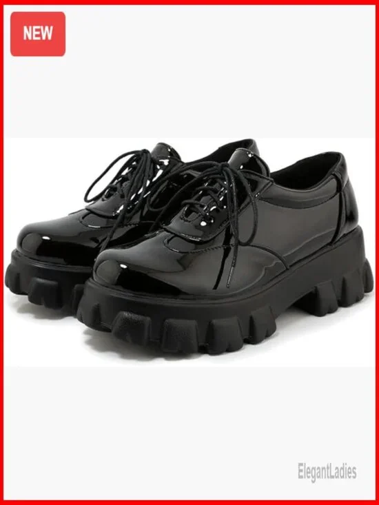 Chunky Platform Oxford Loafers with Buckle Gothic Style Shoes
