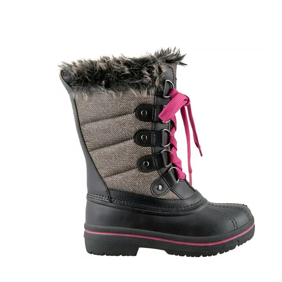 DSG Waterproof Snow Boots Pink Laces & Faux Fur Trim Kids 5  Womens 6.5 or 7