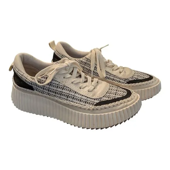 Dolce Vita Dannis Denae Platform Sneakers Women's 9 Cream Black Plaid Chunky