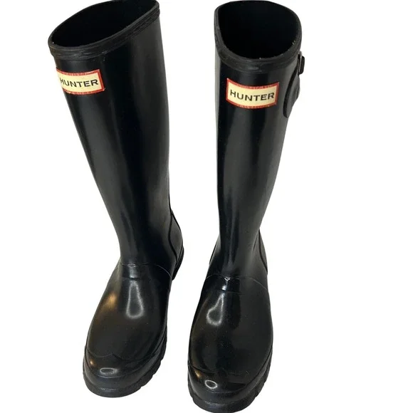 Hunter Original Kids Gloss‎ Black Rain Boots Size US 5/6 UK 4 EU 37
