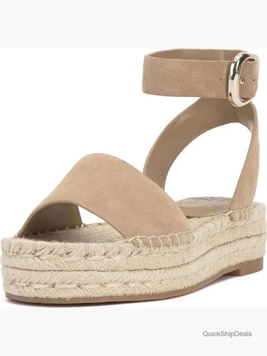 Braided Jute Platform Espadrille Sandals with Ankle Strap Open Toe