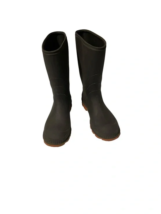 Tall Black Rubber Rain Boots with Brown Outsoles youth size 6