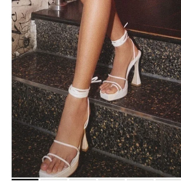 ▶️ Jeffrey Campbell ◀️ Primadonna Wrap Platform Sandal White. 7.