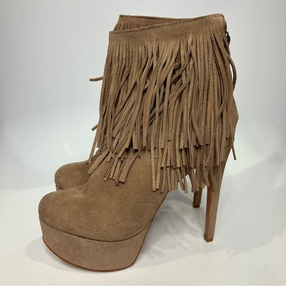 Schutz tan‎ fringe leather platform heels women’s size U.S. 7 party western