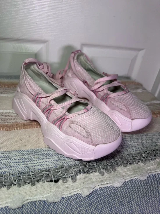 Lazy Oaf  Pink Lace Up Ballet Sneaker.
