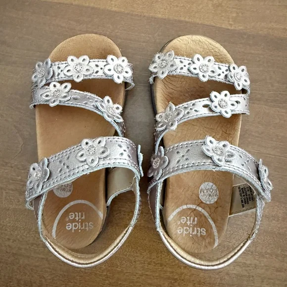 Stride Rite Rose Gold Floral Strap Sandals