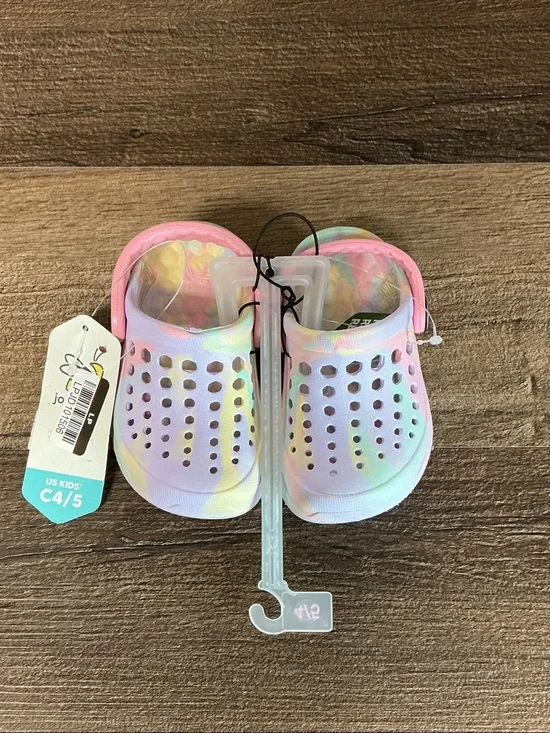 Kids Tie-Dye Clog Sandals with Adjustable Heel Strap - Pink Multi